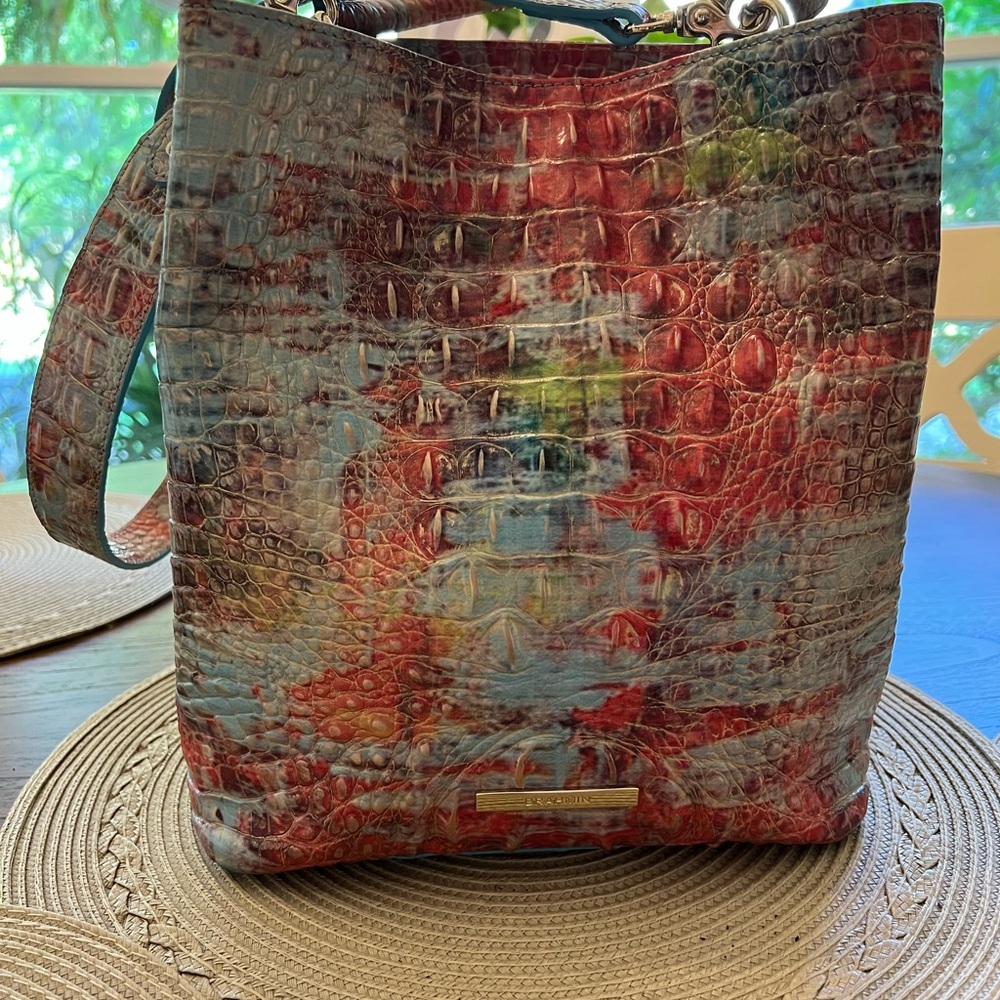 Brahmin Colorful Crocodile Embossed Tote Bag
